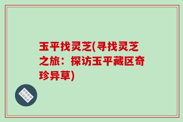 玉平找灵芝(寻找灵芝之旅:探访玉平藏区奇珍异草) 玉平找灵芝(寻找灵芝之旅:探访玉平藏区奇珍异草)