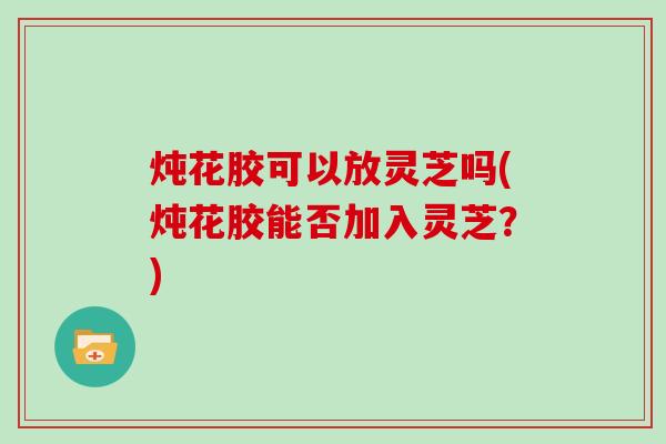 炖花胶可以放灵芝吗(炖花胶能否加入灵芝?) 炖花胶可以放灵芝吗(炖花胶能否加入灵芝?)
