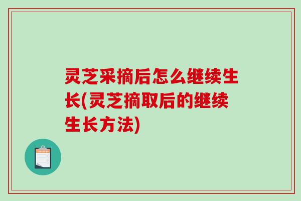 灵芝采摘后怎么继续生长(灵芝摘取后的继续生长方法) 灵芝采摘后怎么继续生长(灵芝摘取后的继续生长方法)