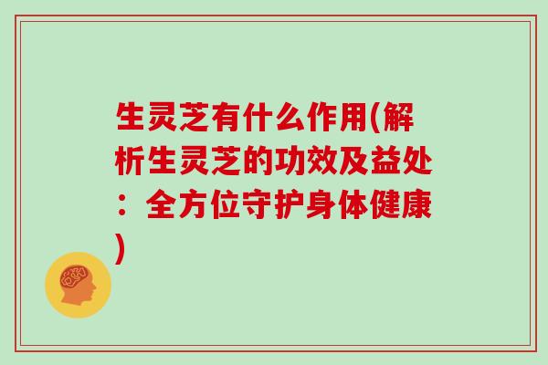 生灵芝有什么作用(解析生灵芝的功效及益处:全方位守护身体健康) 生灵芝有什么作用(解析生灵芝的功效及益处:全方位守护身体健康)