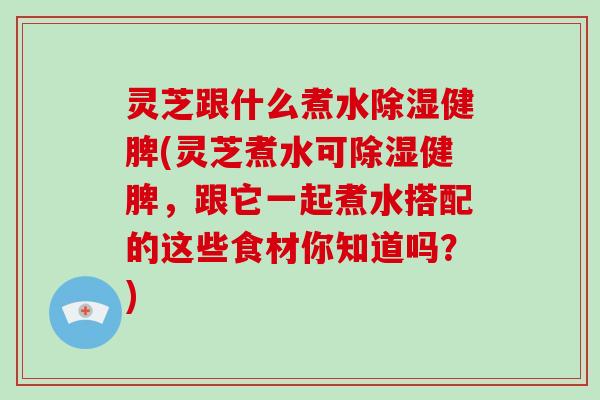 灵芝跟什么煮水除湿健脾(灵芝煮水可除湿健脾,跟它一起煮水搭配的这些食材你知道吗?) 灵芝跟什么煮水除湿健脾(灵芝煮水可除湿健脾,跟它一起煮水搭配的这些食材你知道吗?)