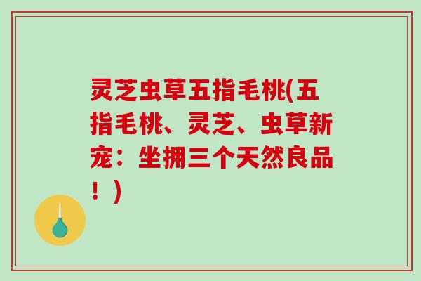 灵芝虫草五指毛桃(五指毛桃、灵芝、虫草新宠：坐拥三个天然良品！)