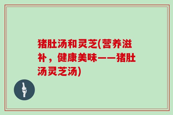 猪肚汤和灵芝(营养滋补，健康美味——猪肚汤灵芝汤)