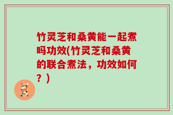 竹灵芝和桑黄能一起煮吗功效(竹灵芝和桑黄的联合煮法,功效如何?) 竹灵芝和桑黄能一起煮吗功效(竹灵芝和桑黄的联合煮法,功效如何?)
