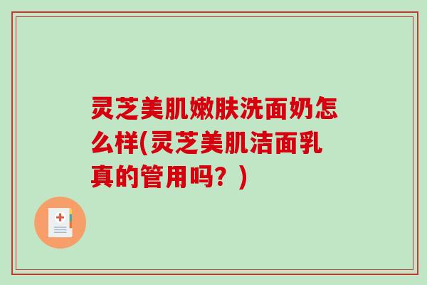 灵芝美肌嫩肤洗面奶怎么样(灵芝美肌洁面乳真的管用吗?) 灵芝美肌嫩肤洗面奶怎么样(灵芝美肌洁面乳真的管用吗?)