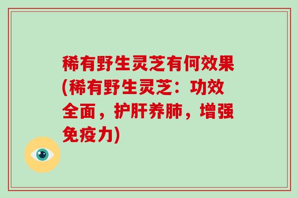 稀有野生灵芝有何效果(稀有野生灵芝:功效全面,养,增强免疫力) 稀有野生灵芝有何效果(稀有野生灵芝:功效全面,养,增强免疫力)