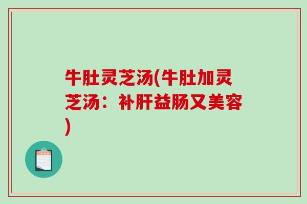牛肚灵芝汤(牛肚加灵芝汤:补益肠又美容) 牛肚灵芝汤(牛肚加灵芝汤:补益肠又美容)