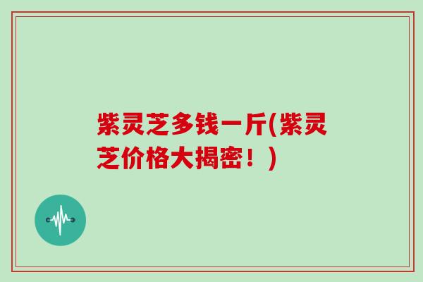 紫灵芝多钱一斤(紫灵芝价格大揭密！)