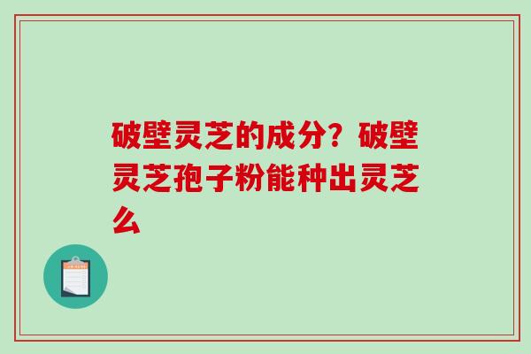 破壁灵芝的成分?破壁灵芝孢子粉能种出灵芝么 破壁灵芝的成分?破壁灵芝孢子粉能种出灵芝么