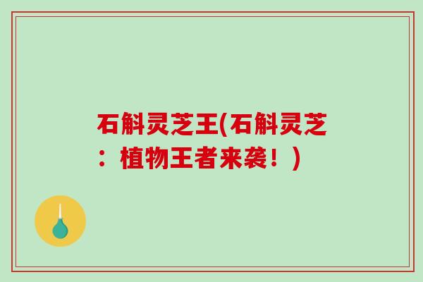 石斛灵芝王(石斛灵芝:植物王者来袭!) 石斛灵芝王(石斛灵芝:植物王者来袭!)