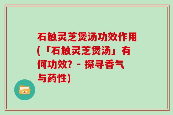 石触灵芝煲汤功效作用(「石触灵芝煲汤」有何功效？- 探寻香气与)