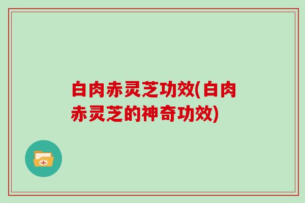 白肉赤灵芝功效(白肉赤灵芝的神奇功效) 白肉赤灵芝功效(白肉赤灵芝的神奇功效)