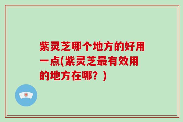 紫灵芝哪个地方的好用一点(紫灵芝有效用的地方在哪？)