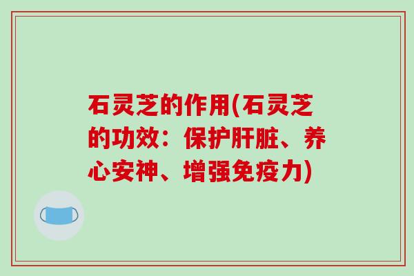 石灵芝的作用(石灵芝的功效：保护、养心安神、增强免疫力)