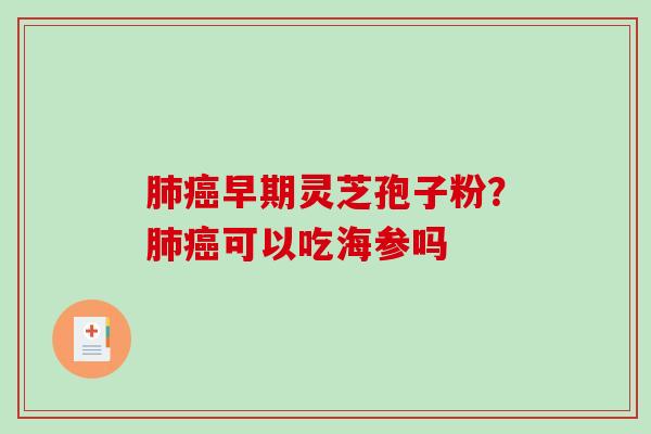 早期灵芝孢子粉？可以吃海参吗