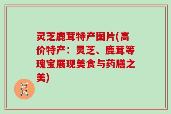灵芝鹿茸特产图片(高价特产:灵芝、鹿茸等瑰宝展现美食与药膳之美) 灵芝鹿茸特产图片(高价特产:灵芝、鹿茸等瑰宝展现美食与药膳之美)