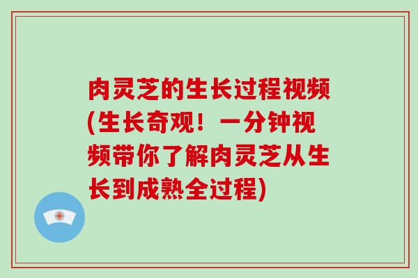 肉灵芝的生长过程视频(生长奇观!一分钟视频带你了解肉灵芝从生长到成熟全过程) 肉灵芝的生长过程视频(生长奇观!一分钟视频带你了解肉灵芝从生长到成熟全过程)