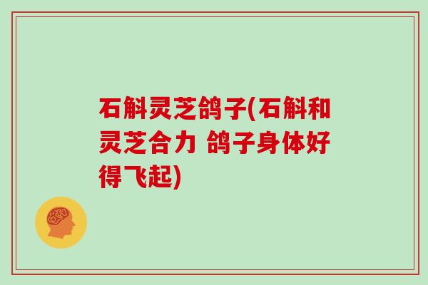 石斛灵芝鸽子(石斛和灵芝合力 鸽子身体好得飞起) 石斛灵芝鸽子(石斛和灵芝合力 鸽子身体好得飞起)