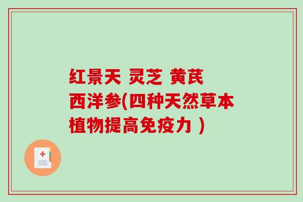 红景天 灵芝 黄芪 西洋参(四种天然草本植物提高免疫力 )