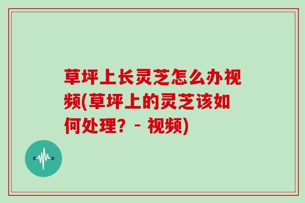 草坪上长灵芝怎么办视频(草坪上的灵芝该如何处理？- 视频)