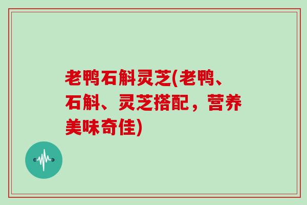 老鸭石斛灵芝(老鸭、石斛、灵芝搭配,营养美味奇佳) 老鸭石斛灵芝(老鸭、石斛、灵芝搭配,营养美味奇佳)