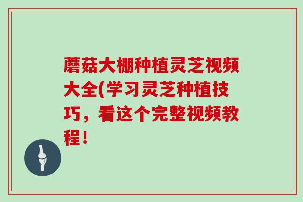 蘑菇大棚种植灵芝视频大全(学习灵芝种植技巧，看这个完整视频教程！