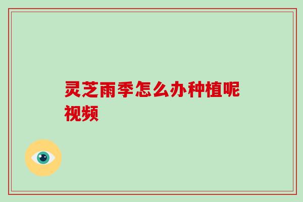 灵芝雨季怎么办种植呢视频