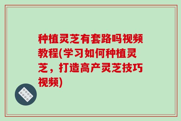 种植灵芝有套路吗视频教程(学习如何种植灵芝,打造高产灵芝技巧视频) 种植灵芝有套路吗视频教程(学习如何种植灵芝,打造高产灵芝技巧视频)