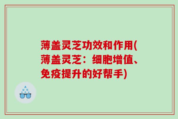 薄盖灵芝功效和作用(薄盖灵芝：细胞增值、免疫提升的好帮手)