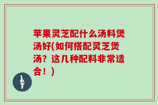 苹果灵芝配什么汤料煲汤好(如何搭配灵芝煲汤？这几种配料非常适合！)