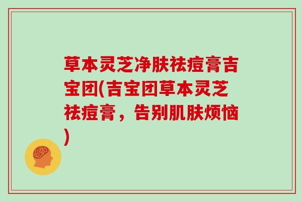 草本灵芝净肤祛痘膏吉宝团(吉宝团草本灵芝祛痘膏,告别烦恼) 草本灵芝净肤祛痘膏吉宝团(吉宝团草本灵芝祛痘膏,告别烦恼)