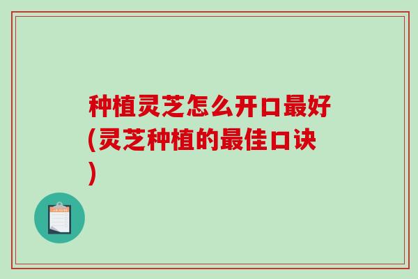 种植灵芝怎么开口好(灵芝种植的佳口诀) 种植灵芝怎么开口好(灵芝种植的佳口诀)