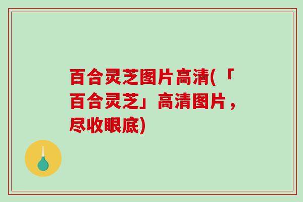百合灵芝图片高清(「百合灵芝」高清图片,尽收眼底) 百合灵芝图片高清(「百合灵芝」高清图片,尽收眼底)