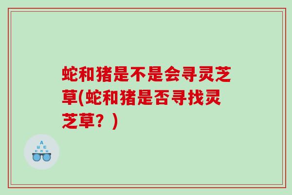 蛇和猪是不是会寻灵芝草(蛇和猪是否寻找灵芝草?) 蛇和猪是不是会寻灵芝草(蛇和猪是否寻找灵芝草?)