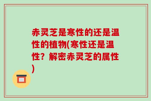 赤灵芝是寒性的还是温性的植物(寒性还是温性？解密赤灵芝的属性)