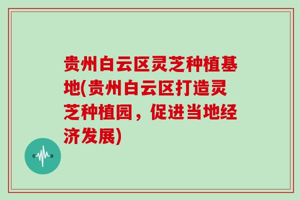 贵州白云区灵芝种植基地(贵州白云区打造灵芝种植园,促进当地经济发展) 贵州白云区灵芝种植基地(贵州白云区打造灵芝种植园,促进当地经济发展)