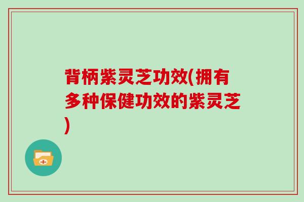 背柄紫灵芝功效(拥有多种保健功效的紫灵芝) 背柄紫灵芝功效(拥有多种保健功效的紫灵芝)