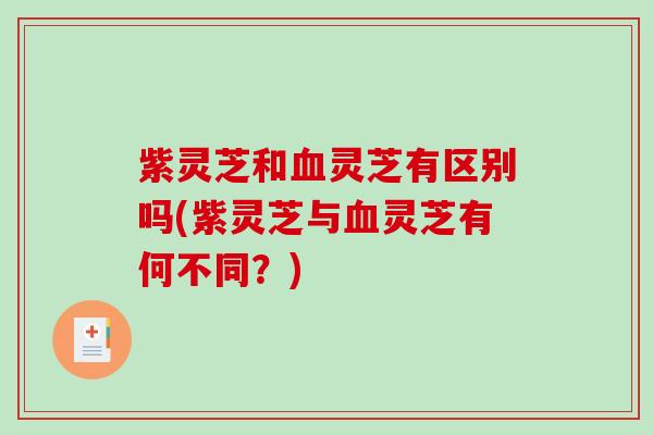 紫灵芝和灵芝有区别吗(紫灵芝与灵芝有何不同？)