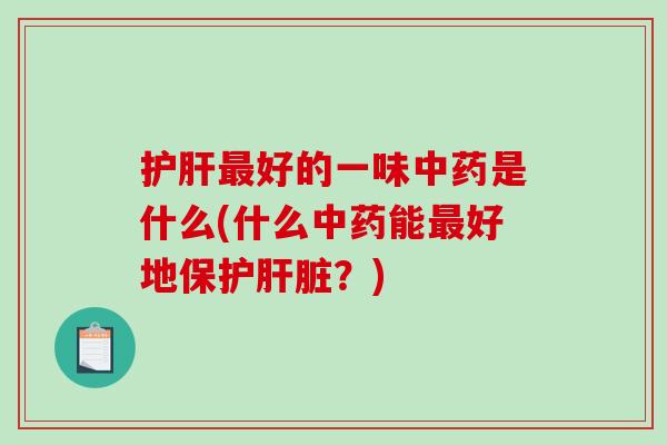 好的一味是什么(什么能好地保护？)