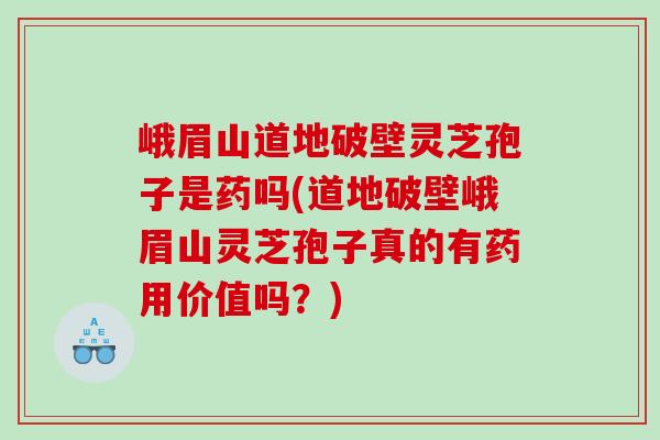 峨眉山道地破壁灵芝孢子是药吗(道地破壁峨眉山灵芝孢子真的有药用价值吗？)