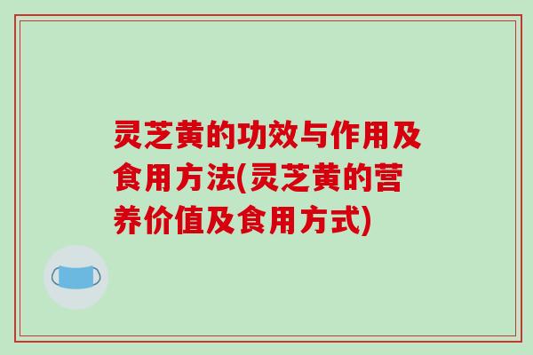 灵芝黄的功效与作用及食用方法(灵芝黄的营养价值及食用方式) 灵芝黄的功效与作用及食用方法(灵芝黄的营养价值及食用方式)