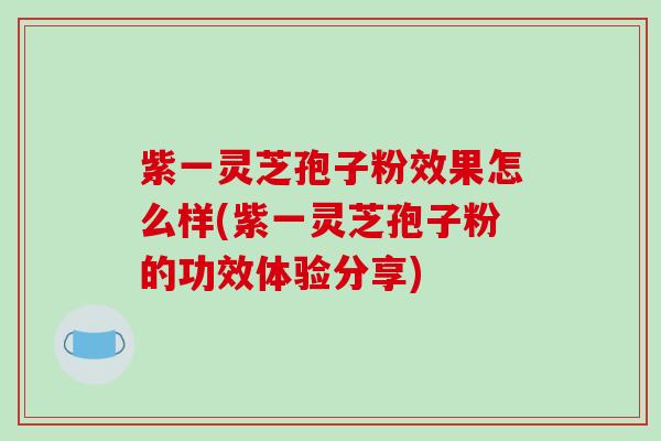 紫一灵芝孢子粉效果怎么样(紫一灵芝孢子粉的功效体验分享)