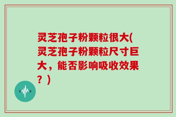 灵芝孢子粉颗粒很大(灵芝孢子粉颗粒尺寸巨大，能否影响吸收效果？)