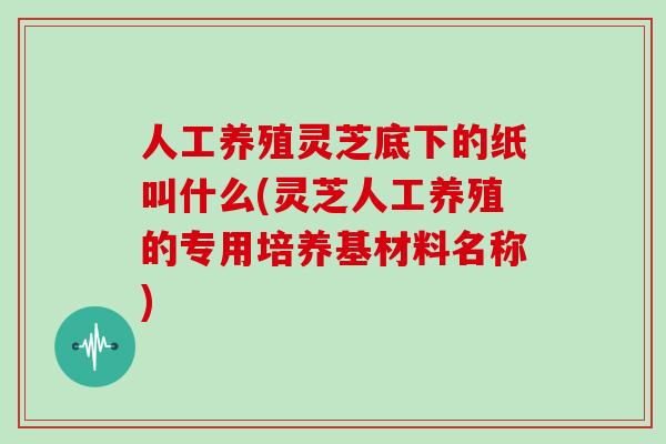 人工养殖灵芝底下的纸叫什么(灵芝人工养殖的专用培养基材料名称)