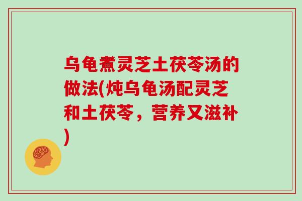 乌龟煮灵芝土茯苓汤的做法(炖乌龟汤配灵芝和土茯苓，营养又滋补)