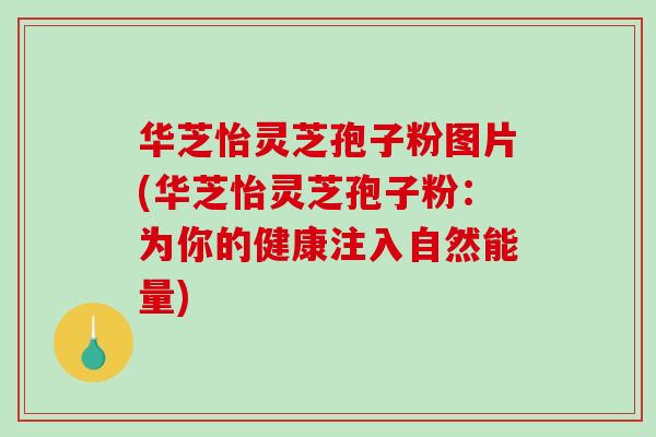 华芝怡灵芝孢子粉图片(华芝怡灵芝孢子粉：为你的健康注入自然能量)