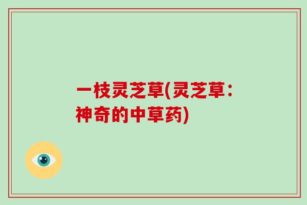 一枝灵芝草(灵芝草:神奇的中草药) 一枝灵芝草(灵芝草:神奇的中草药)