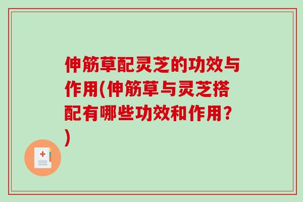 伸筋草配灵芝的功效与作用(伸筋草与灵芝搭配有哪些功效和作用?) 伸筋草配灵芝的功效与作用(伸筋草与灵芝搭配有哪些功效和作用?)