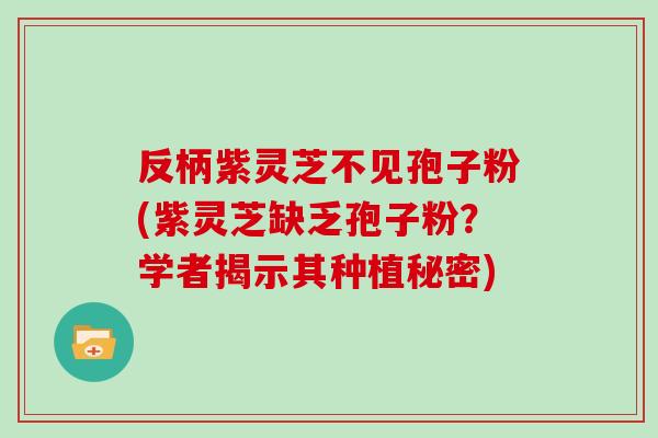 反柄紫灵芝不见孢子粉(紫灵芝缺乏孢子粉？学者揭示其种植秘密)