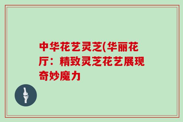 中华花艺灵芝(华丽花厅:精致灵芝花艺展现奇妙魔力 中华花艺灵芝(华丽花厅:精致灵芝花艺展现奇妙魔力